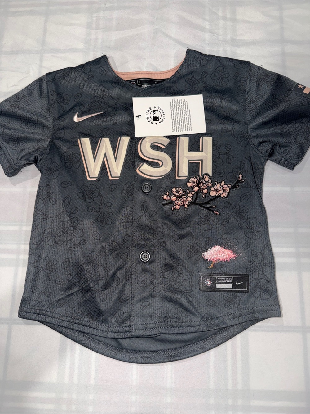 Nike Kids Charcoal and Pink WSH Floral Short-Sleeve Jersey